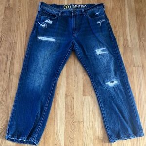 Nautica Mens Distressed Denim Jeans 38x30